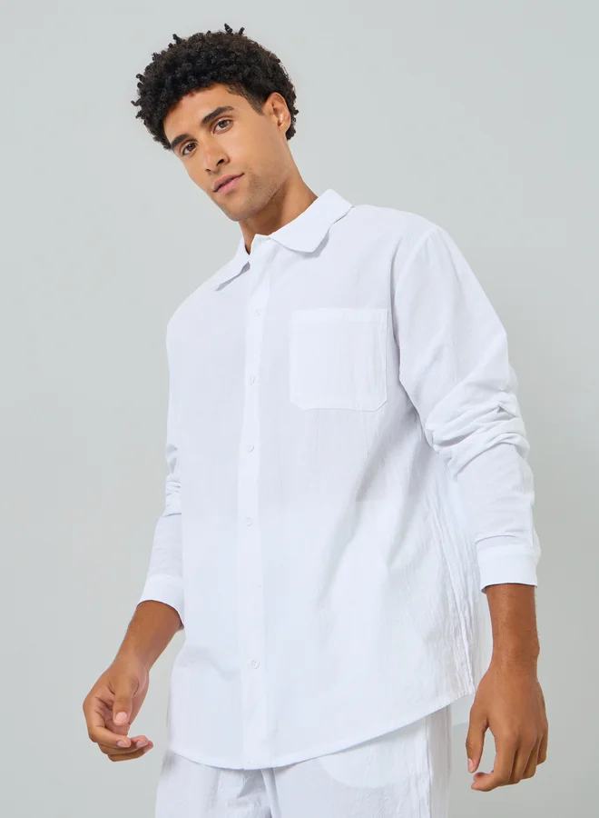 تايك تو Men Solid Pocket Detail Shirt and Pants Co-Ords